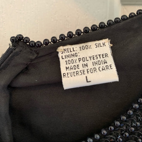 Vintage 80s Lawrence Kazar Sequin Abstract Bead Silk Scallop Flapper Min… - Picture 13 of 16